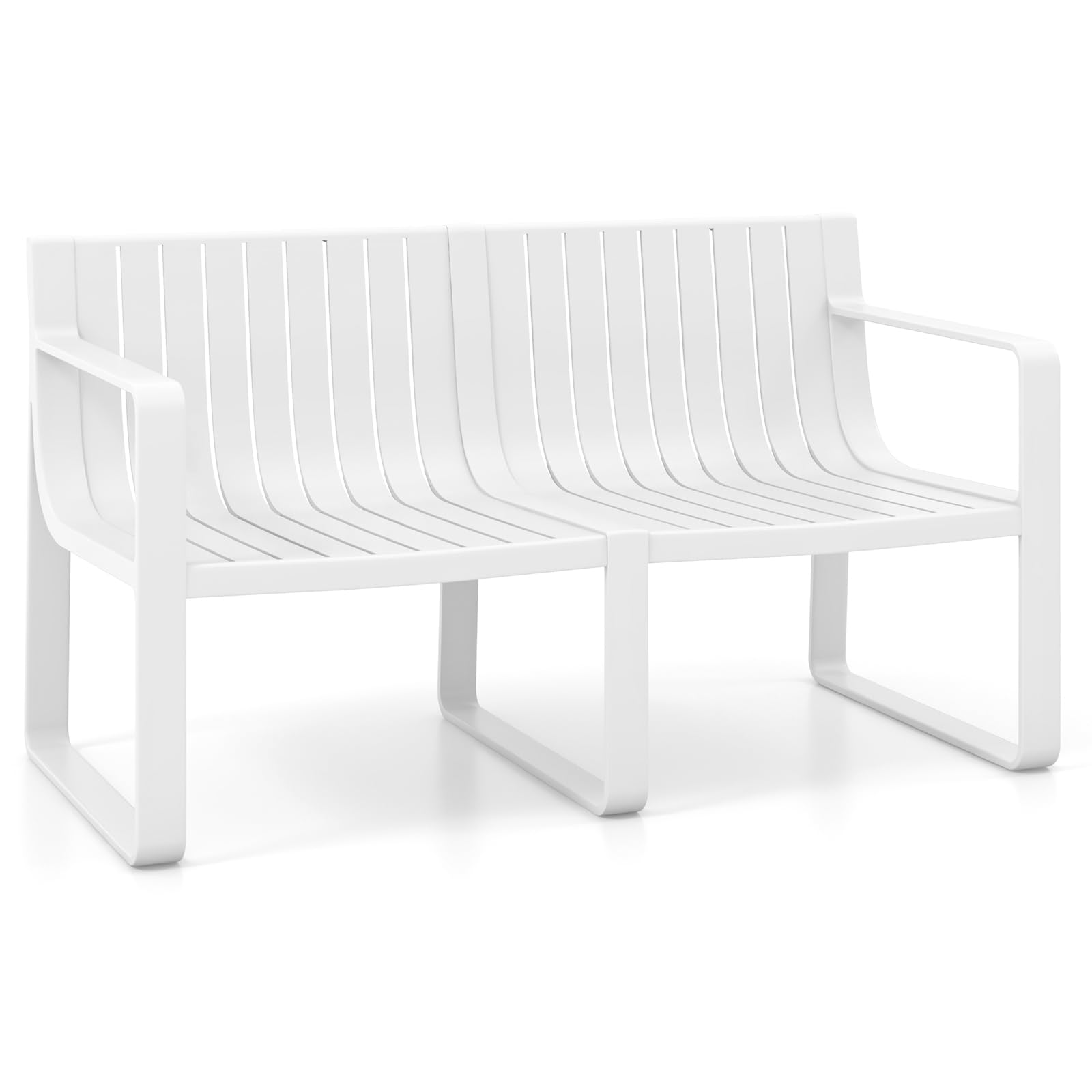 Tangkula Patio Loveseat Weather-Resistant Plastic 2-Person Bench
